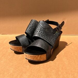 Black Cork Wedge Sandals - Volatile Size 9